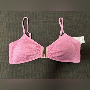 Textured Pink Bikini Top with Adjustable Straps Large